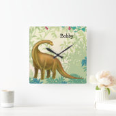 Friendly Brachiosaurus Dinosaur Wall Clock スクエア壁時計 (ホーム)