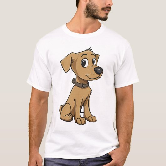 Friendly Brown Cartoon Dog Tシャツ (正面)