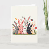 Friendly Bunnies Spring Meadow Card カード (正面)