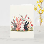Friendly Bunnies Spring Meadow Card カード (黄色い花)