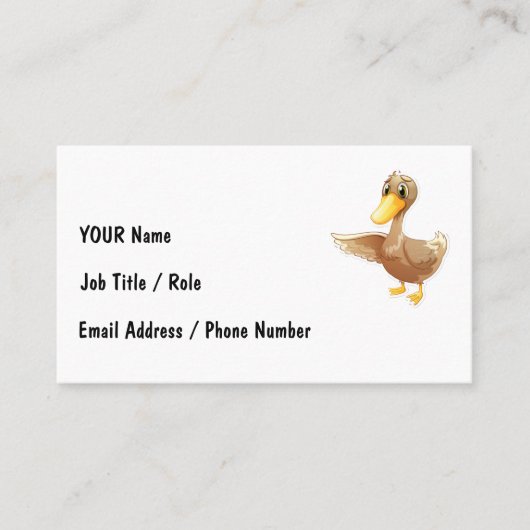 Friendly Cartoon Duck with Contact Info 名刺 (正面)