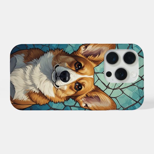 Friendly Corgi Portrait iPhoneケース (裏面横)