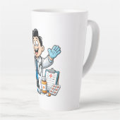 Friendly Doctor Mascot Medical Cartoon Design カフェラテマグ (右アングル)