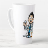 Friendly Doctor Mascot Medical Cartoon Design カフェラテマグ (左アングル)