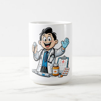 Friendly Doctor Mascot Medical Cartoon Design コーヒーマグカップ