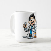 Friendly Doctor Mascot Medical Cartoon Design コーヒーマグカップ (正面左)