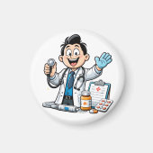 Friendly Doctor Mascot Medical Cartoon Design マグネット (正面)