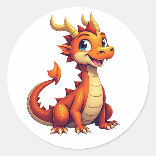 Friendly Dragon Character Sticker  ラウンドシール (正面)