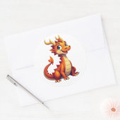 Friendly Dragon Character Sticker  ラウンドシール (封筒)