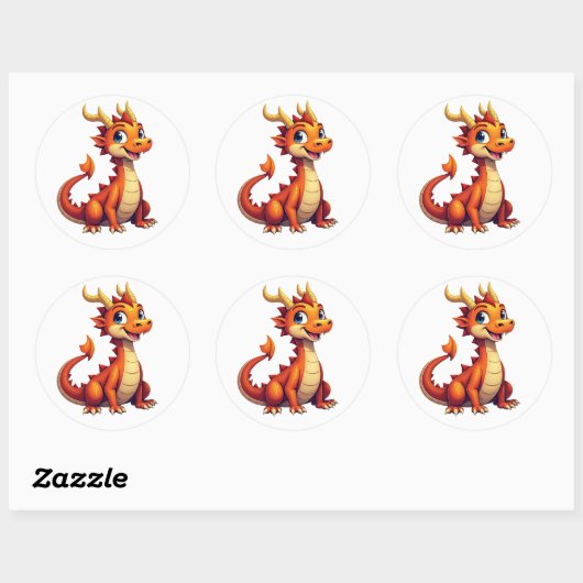 Friendly Dragon Character Sticker  ラウンドシール (シート)