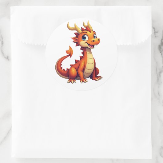 Friendly Dragon Character Sticker  ラウンドシール (バッグ)