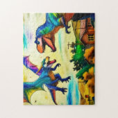 Friendly Encounter -  Dragon and Dinosaur ジグソーパズル (縦)