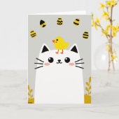 Friendly Feline Spring Card カード (黄色い花)