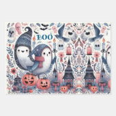 Friendly Ghost Halloween Boo Decoupage Shabby Chic ラッピングペーパーシート (正面)