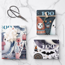 Friendly Ghost Halloween Boo Decoupage Shabby Chic ラッピングペーパーシート