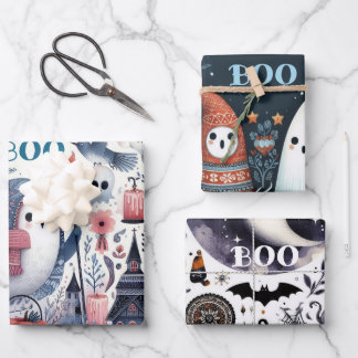 Friendly Ghost Halloween Boo Decoupage Shabby Chic ラッピングペーパーシート