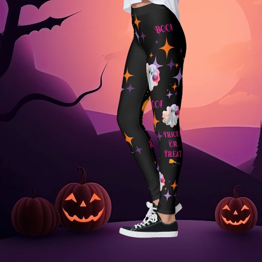 Friendly Ghosts Colorful Halloween Leggings レギンス