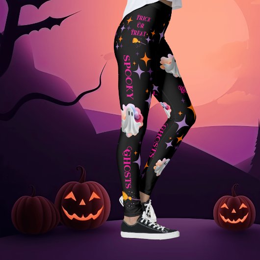 Friendly Ghosts Colorful Halloween Leggings レギンス