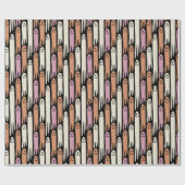 Friendly Ghosts in retro colors on black  ラッピングペーパー (フラット)