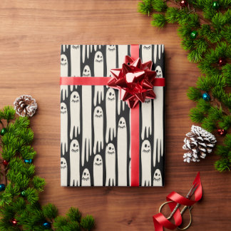 Friendly Ghosts on Cream and Pink – Halloween Patt ラッピングペーパー