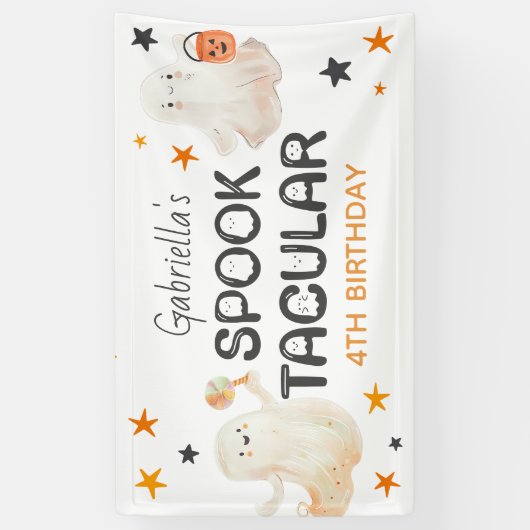 Friendly Ghosts Spooktacular Kids Birthday 横断幕 (縦)