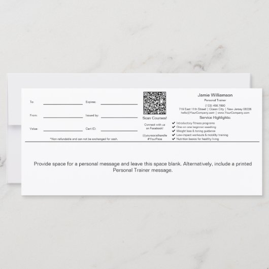 Friendly Healthy Habits All Year Gift Certificates (裏面)