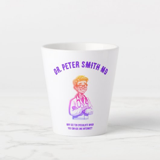 Friendly Internist Doctor Cartoon Healthcare Desig カフェラテマグ (正面)