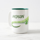 Friendly Lizard With Your Name ツートーンマグカップ (正面左)