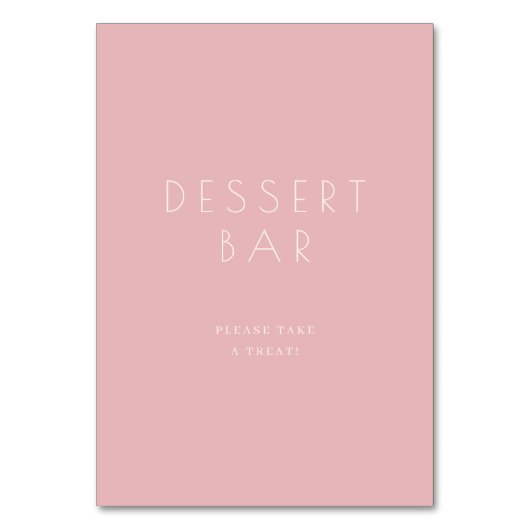 Friendly Pink Minimalist Dessert Bar Sign テーブルナンバー (正面)