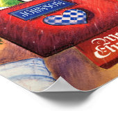 Friendly Red Merry Christmas Front Door Cozy Home ポスター (角)