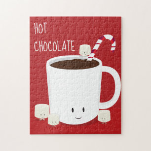 Friendly Red White Hot Chocolate Marshmallows ジグソーパズル