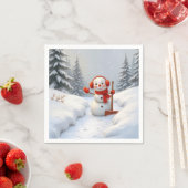 Friendly Snowman with a Red Shovel スタンダードカクテルナプキン (インサイチュ)