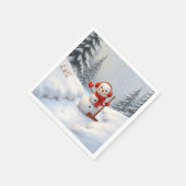 Friendly Snowman with a Red Shovel スタンダードカクテルナプキン (角)