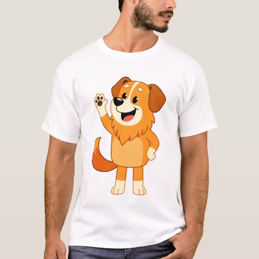 Friendly Waving Orange Dog Tシャツ (正面)