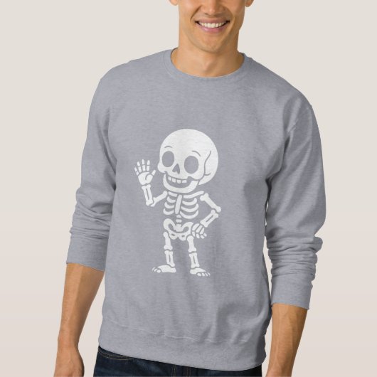 Friendly Waving Skeleton Cartoon スウェットシャツ (正面)