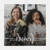 Friendsスクリプトのモダン写真 ガラスオーナメント (裏面)