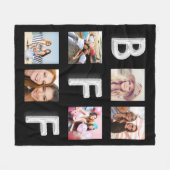 Friends最高の黒銀写真コラージュ フリースブランケット (正面(横))