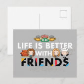 FRIENDS™のチビ（小さくかわいく書いた感じ）アート インビテーションポストカード (正面/裏面)