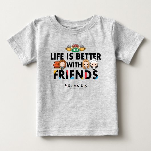 FRIENDS™のチビ(小さくかわいく書いた感じ)アート ベビーTシャツ (正面)