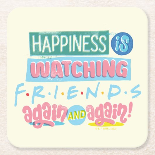 FRIENDS™を何度も観る幸せ スクエアペーパーコースター (正面)