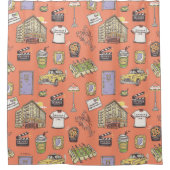 FRIENDS™アイコンカラフルパターン シャワーカーテン (正面)