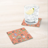 FRIENDS™アイコンカラフルパターン スクエアペーパーコースター (インサイチュ)