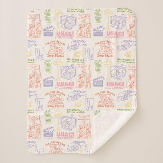 FRIENDS™カラフル引用文パターン シェルパブランケット (正面)