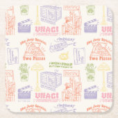 FRIENDS™カラフル引用文パターン スクエアペーパーコースター (正面)