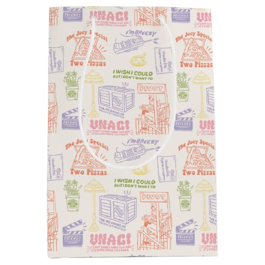 FRIENDS™カラフル引用文パターン ミディアムペーパーバッグ (正面)