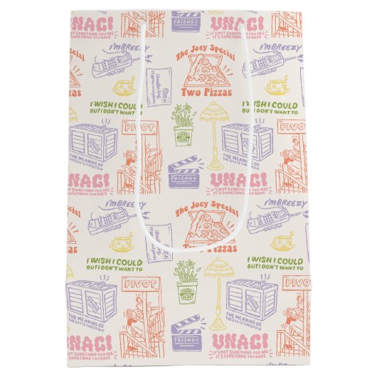 FRIENDS™カラフル引用文パターン ミディアムペーパーバッグ (裏面)