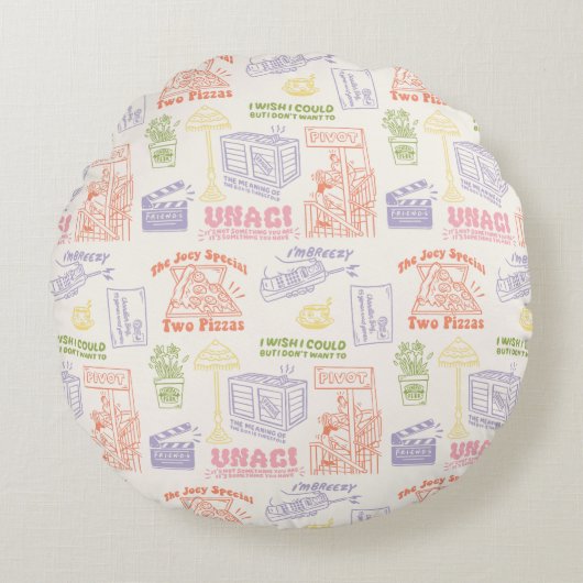 FRIENDS™カラフル引用文パターン ラウンドクッション (正面)