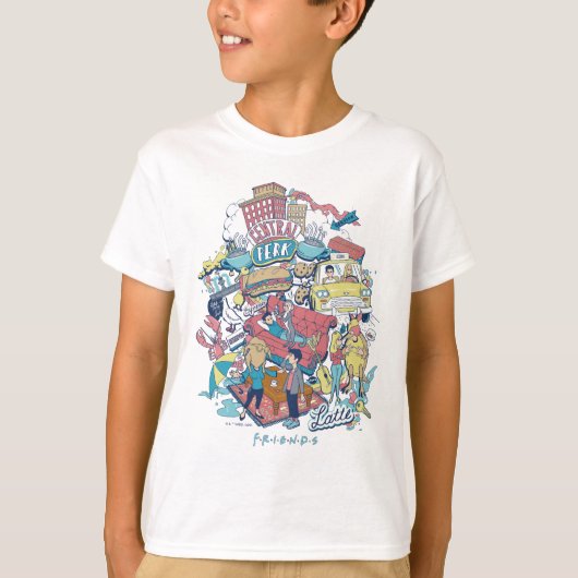 FRIENDS™ | キャラクターコラージュ Tシャツ (正面)