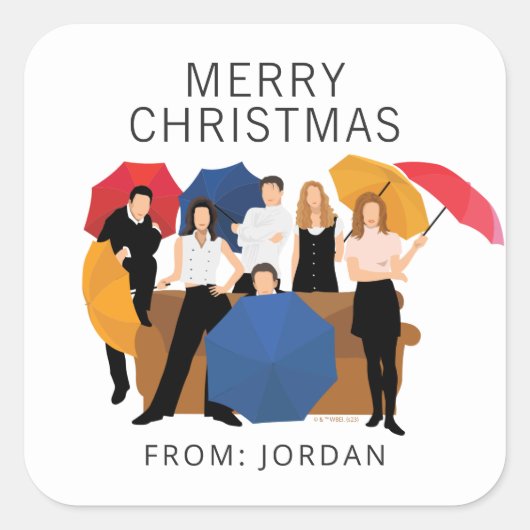 FRIENDS™キャラクターシルエット |クリスマスプレゼントラベル スクエアシール (正面)