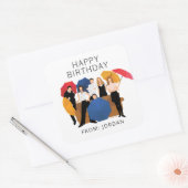 FRIENDS™キャラクターシルエット |誕生日ギフトラベル スクエアシール (封筒)